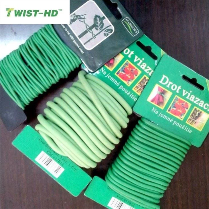 Green Pvc Plastic-coated Garden Branches Fixed And Tied With Wire