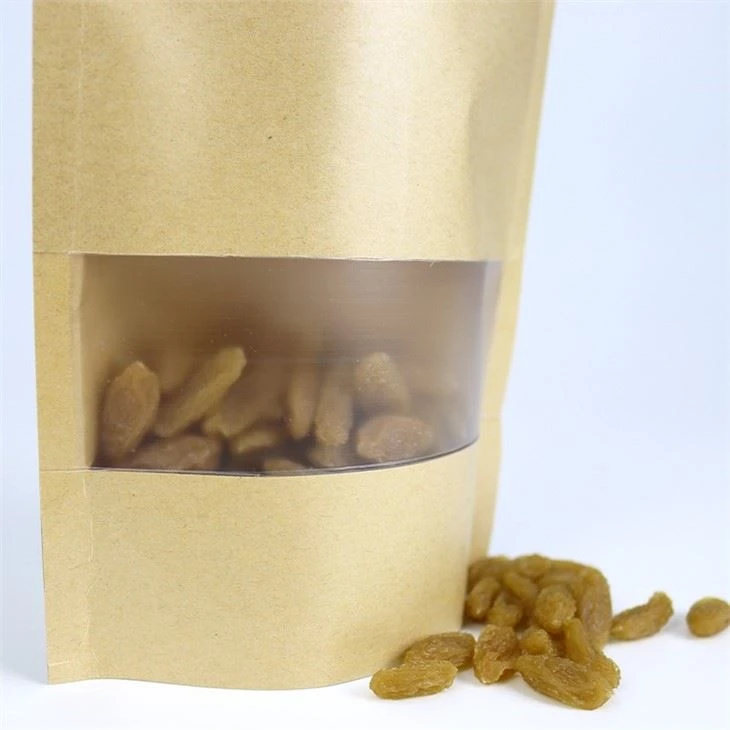Self-supporting Kraft Paper Bag Waterproof And Oil-proof Sealing Self-supporting Window Zipper Bag